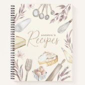 水彩フローラベーカリーキッチン用品レシピ ノートブック (正面)
