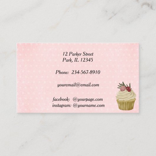 水彩フローラベーキングピンペストリーシェフ 名刺 (裏面)