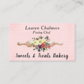 水彩フローラベーキングピンペストリーシェフ 名刺 (正面)