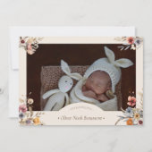 水彩フローラベージュツーフォト誕生 案内状 (正面)