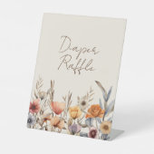 水彩フローラベージュベビシャワーおむつラッフル 台座サイン (正面)