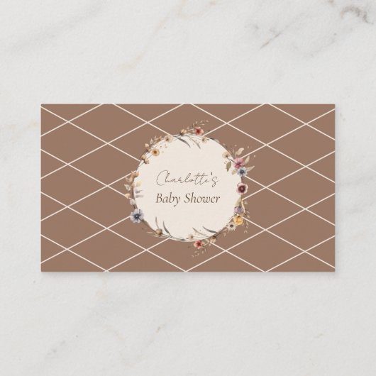 水彩フローラベージュベビシャワーディスプレイシャワー エンクロージャーカード (裏面)