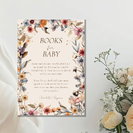 水彩フローラベージュベビシャワーブックベビー エンクロージャーカード