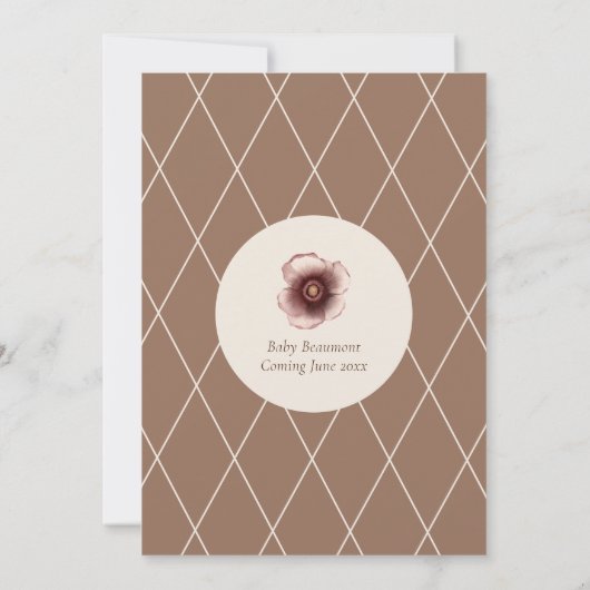 水彩フローラベージュベビ男女兼用ーシャワー 招待状 (裏面)