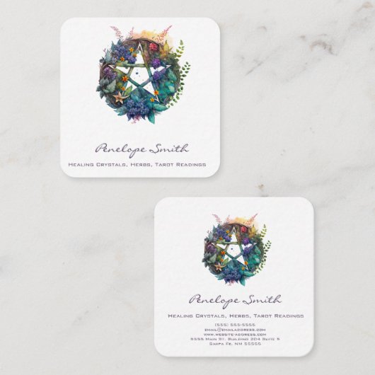 水彩フローラペンタグラムスクエア名刺 スクエア名刺 (正面/裏面)