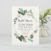 水彩フローラホワイトグリーンブライダルシャワーカード 招待状 (スタンド正面)