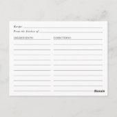 水彩フローラホワイトグリーンブライダルシャワーレシピ ポストカード (裏面)