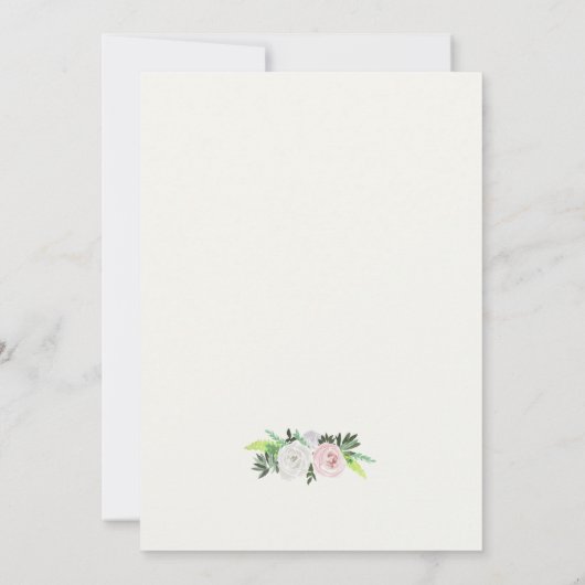 水彩フローラホワイトグリーンベビーシャワーカード 招待状 (裏面)