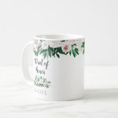 水彩フローラホワイトグリーンメイド・オブ・オーナー(花嫁付き添い人)のお気に入り コーヒーマグカップ (正面左)
