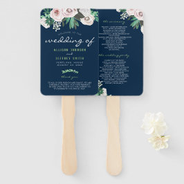 水彩フローラホワイトグリーン結婚式 プログラム ハンドファン