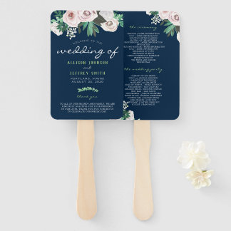 水彩フローラホワイトグリーン結婚式 プログラム ハンドファン