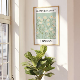 水彩フローラホワイトデイジー花市場 ポスター