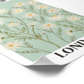 水彩フローラホワイトデイジー花市場 ポスター (角)