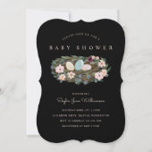 水彩フローラボヘミアンバードズネストベビーシャワー 招待状 (正面)