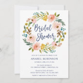 水彩フローラボヘミアンリースブライダルシャワー 招待状 (正面)