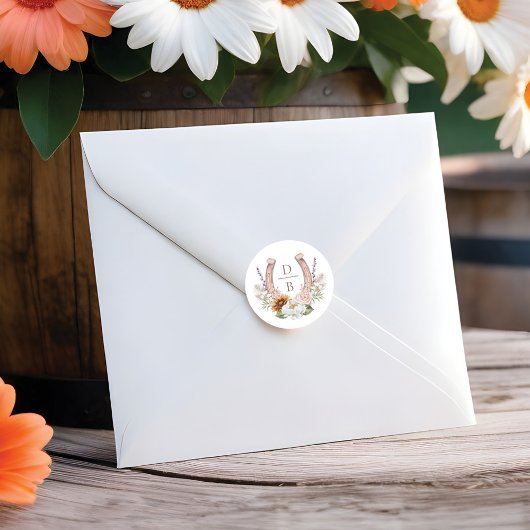 水彩フローラボホウェスタン馬蹄型モノグラム ラウンドシール