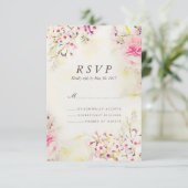 水彩フローラボホヴィンテージウェディングRSVPカード 出欠カード (スタンド正面)
