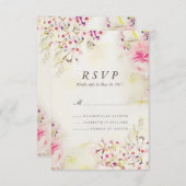 水彩フローラボホヴィンテージウェディングRSVPカード 出欠カード (正面/裏面)
