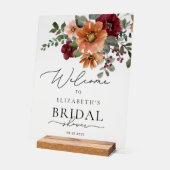 水彩フローラボホ秋ブライダルシャワー歓迎 アクリルサイン (傾斜)
