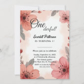 水彩フローラボホ素朴サマー1歳の誕生日 招待状 (正面)