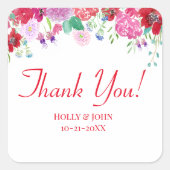 水彩フローラボーダーサンキュー スクエアシール (正面)