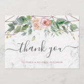 水彩フローラボーバラ金ゴールド幾何結婚の サンキューカード (正面)