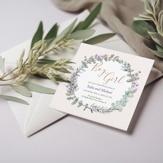 水彩フローラボーホジェンダー素朴リビール 招待状