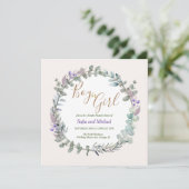 水彩フローラボーホジェンダー素朴リビール 招待状 (スタンド正面)