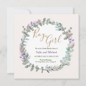 水彩フローラボーホジェンダー素朴リビール 招待状 (正面)