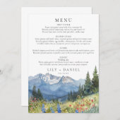 水彩フローラマウンテンワイルドフラワー結婚ズ メニュー (正面/裏面)