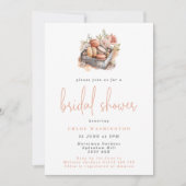 水彩フローラマカロンブライダルシャワー 招待状 (正面)