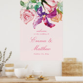 水彩フローラマクシマリ結婚ズムの歓迎 ポスター (キッチン)