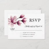 水彩フローラマグノリアダスティー結婚ムーブ 出欠カード (正面/裏面)