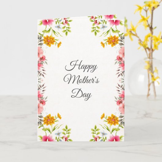 水彩フローラマザーズデイホリデーグリーティング カード (黄色い花)