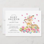 水彩フローラママ&ベビーディアベビーガールシャワー 招待状 (正面)