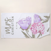 水彩フローラミセス・デイト ビーチタオル (正面)