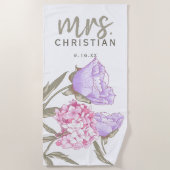 水彩フローラミセス・デイト ビーチタオル (正面)