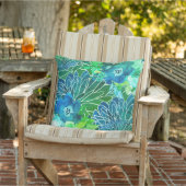 水彩フローラミックスブルースインドアハウス アウトドアクッション (椅子)