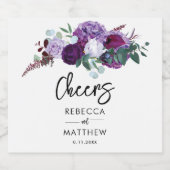 水彩フローラミニマリスト結婚スクリプト ビールラベル (シングルラベル)