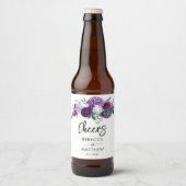 水彩フローラミニマリスト結婚スクリプト ビールラベル (正面)