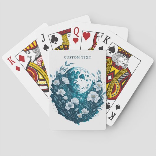 水彩フローラムーンシナパーソナライズされたル トランプ (裏面)