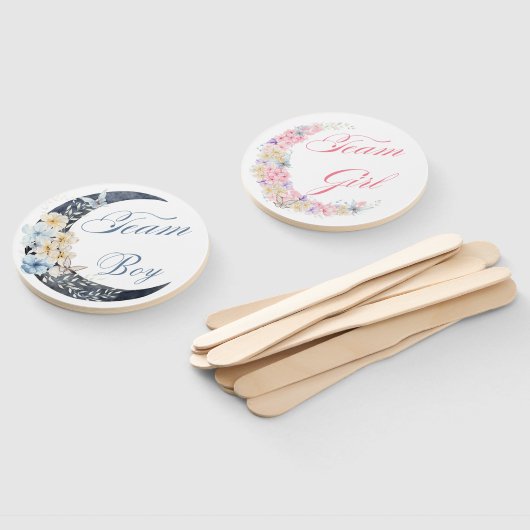 水彩フローラムーンジェンダー赤ちゃんのシャワーを明らかにする ハンドファン (組立なし)