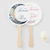 水彩フローラムーンジェンダー赤ちゃんのシャワーを明らかにする ハンドファン (正面&裏面)