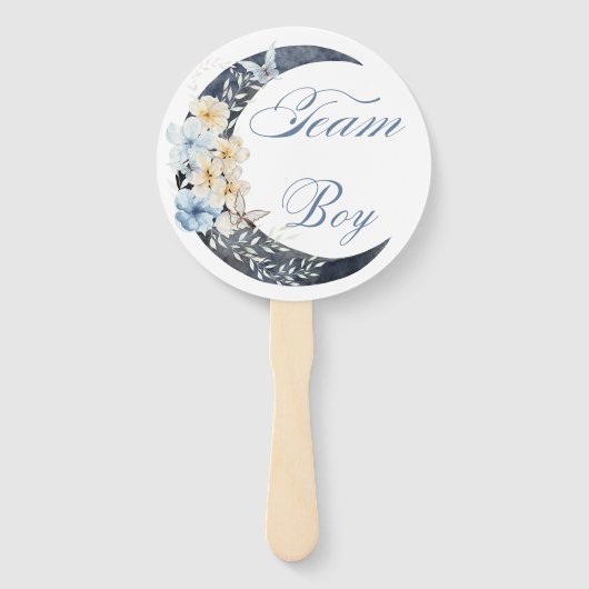 水彩フローラムーンジェンダー赤ちゃんのシャワーを明らかにする ハンドファン (正面)