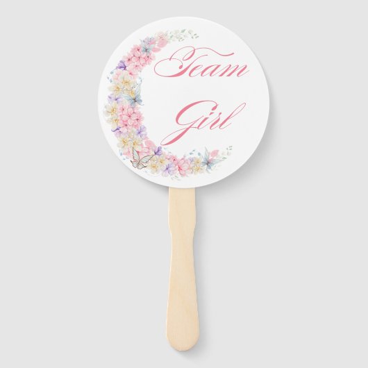 水彩フローラムーンジェンダー赤ちゃんのシャワーを明らかにする ハンドファン (裏面)