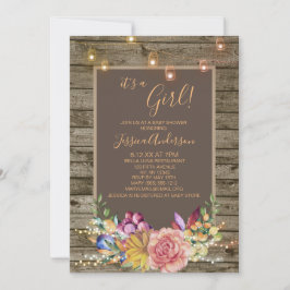 水彩フローラメイスンジャイルライトベビーシャワー 招待状