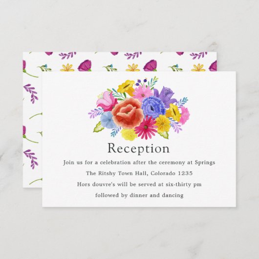 水彩フローラメキシカンフィエスタウェディングレセプション エンクロージャーカード (正面/裏面)