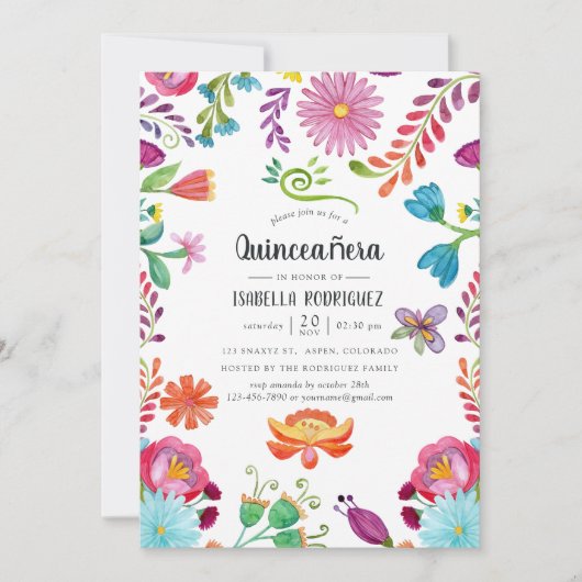 水彩フローラメキシカンフィエスタキンセアニラ 招待状 (正面)
