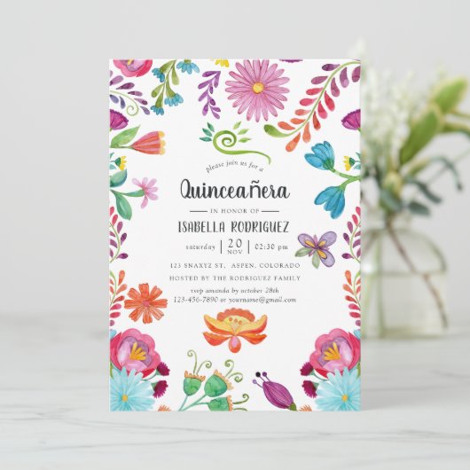 水彩フローラメキシカンフィエスタキンセアニラ 招待状 (スタンド正面)