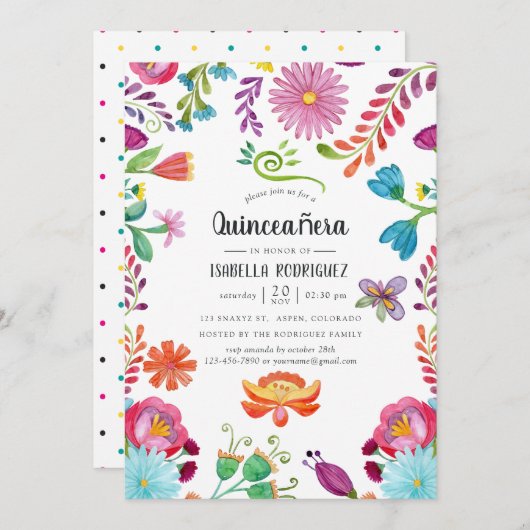 水彩フローラメキシカンフィエスタキンセアニラ 招待状 (正面/裏面)